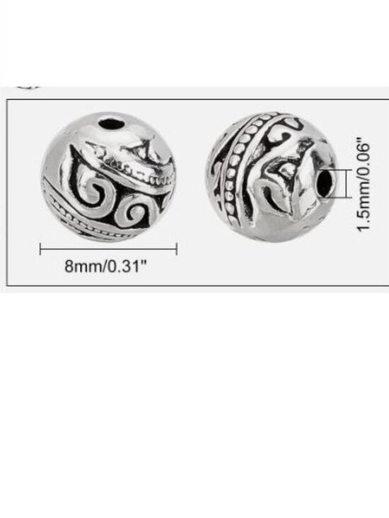 8mm Round Spacers Beads Alloy Metal  10 Beads - Picture 2 of 2